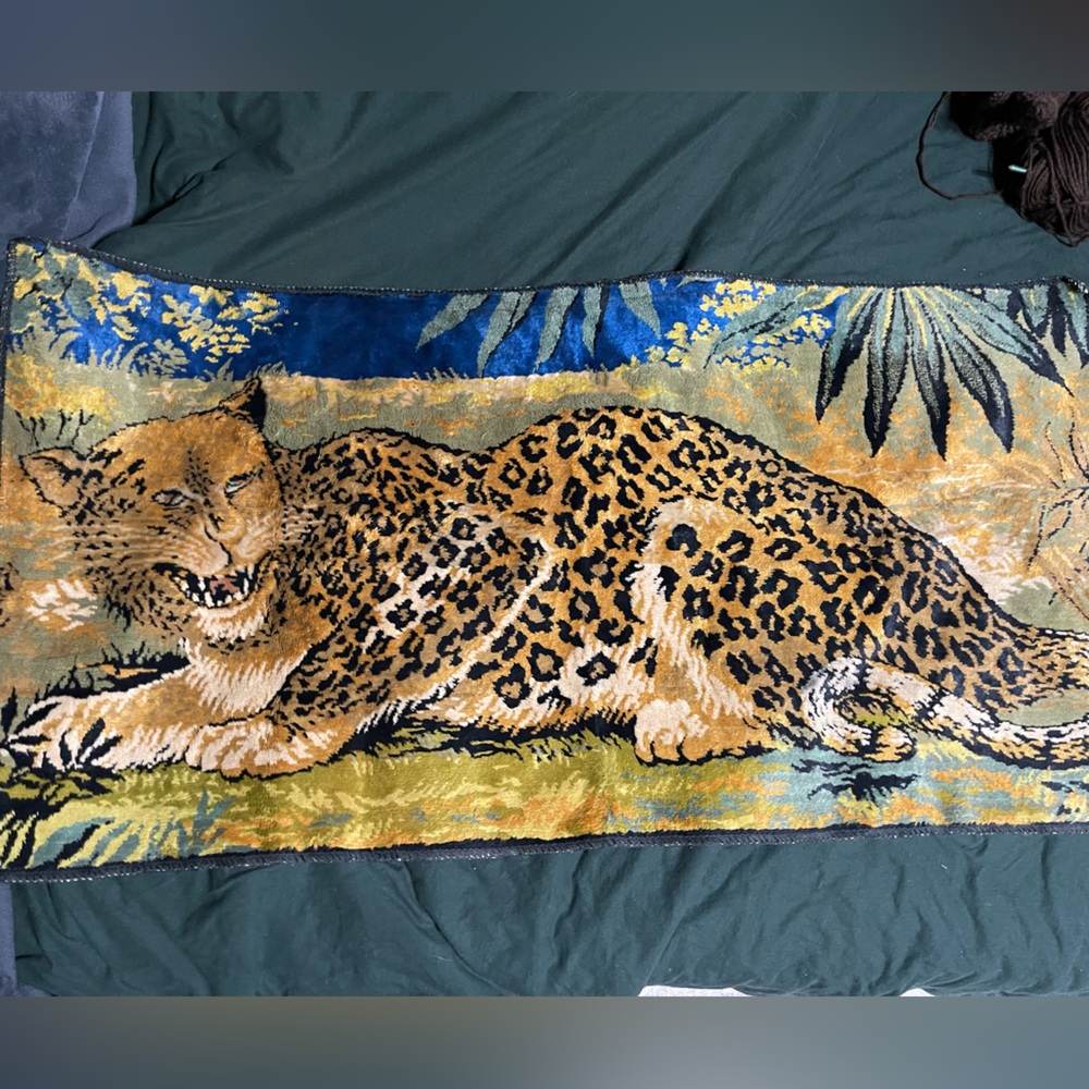 Vintage 70s leopard rug